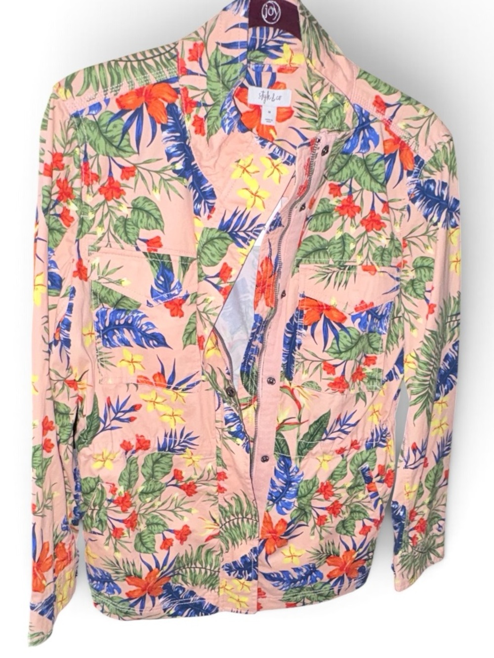 Style & Co. Pink Floral Utility Jacket